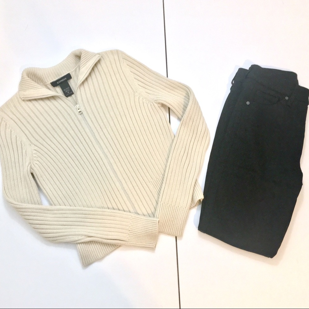 Express NWOT Zip Cardigan in Cream